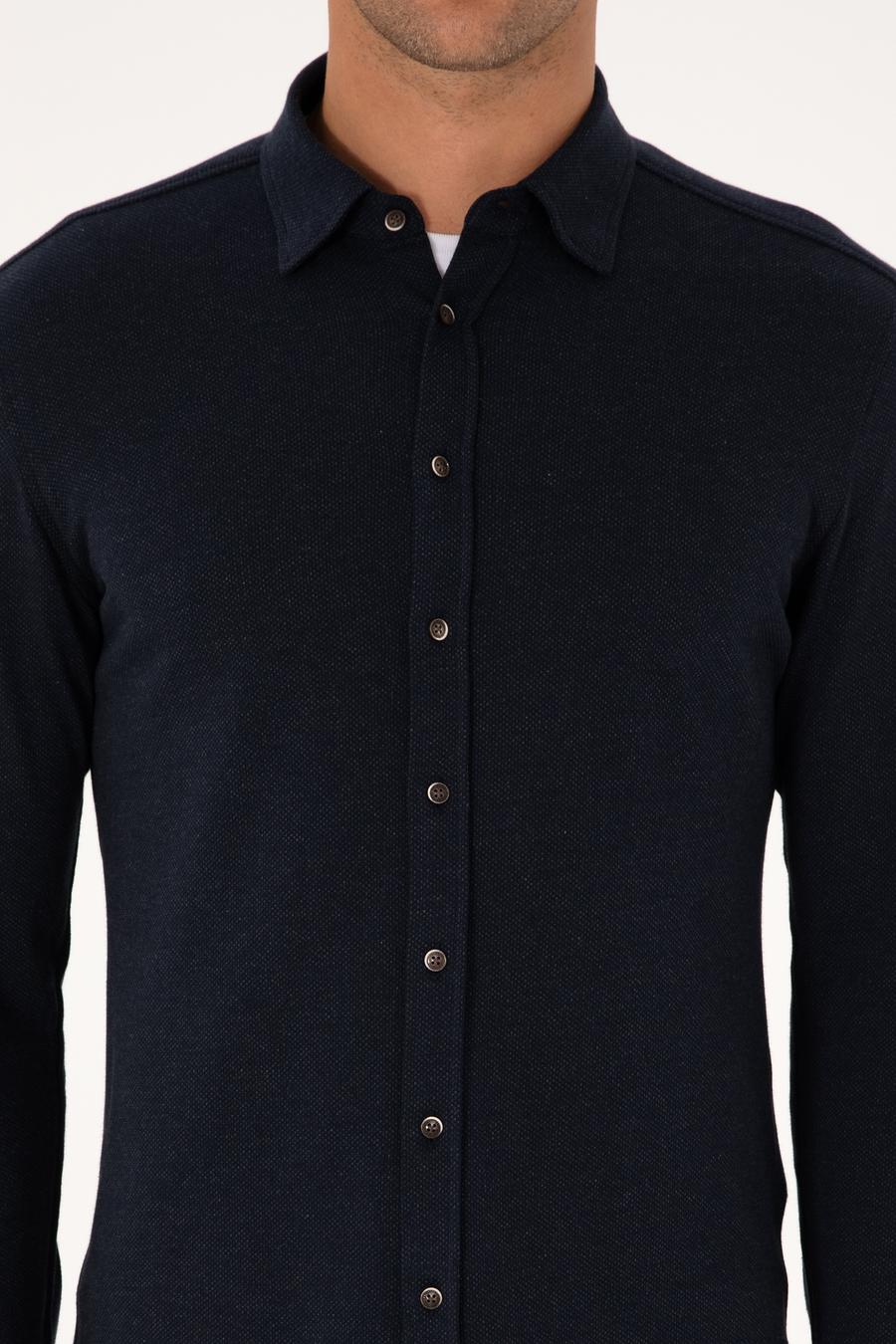 Lacivert Slim Fit Uzun Kollu Gömlek - 50291902007