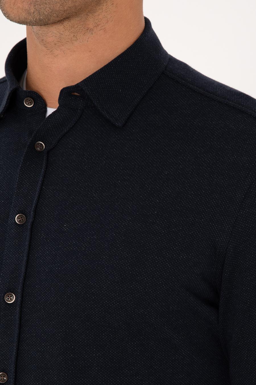 Lacivert Slim Fit Uzun Kollu Gömlek - 50291902007
