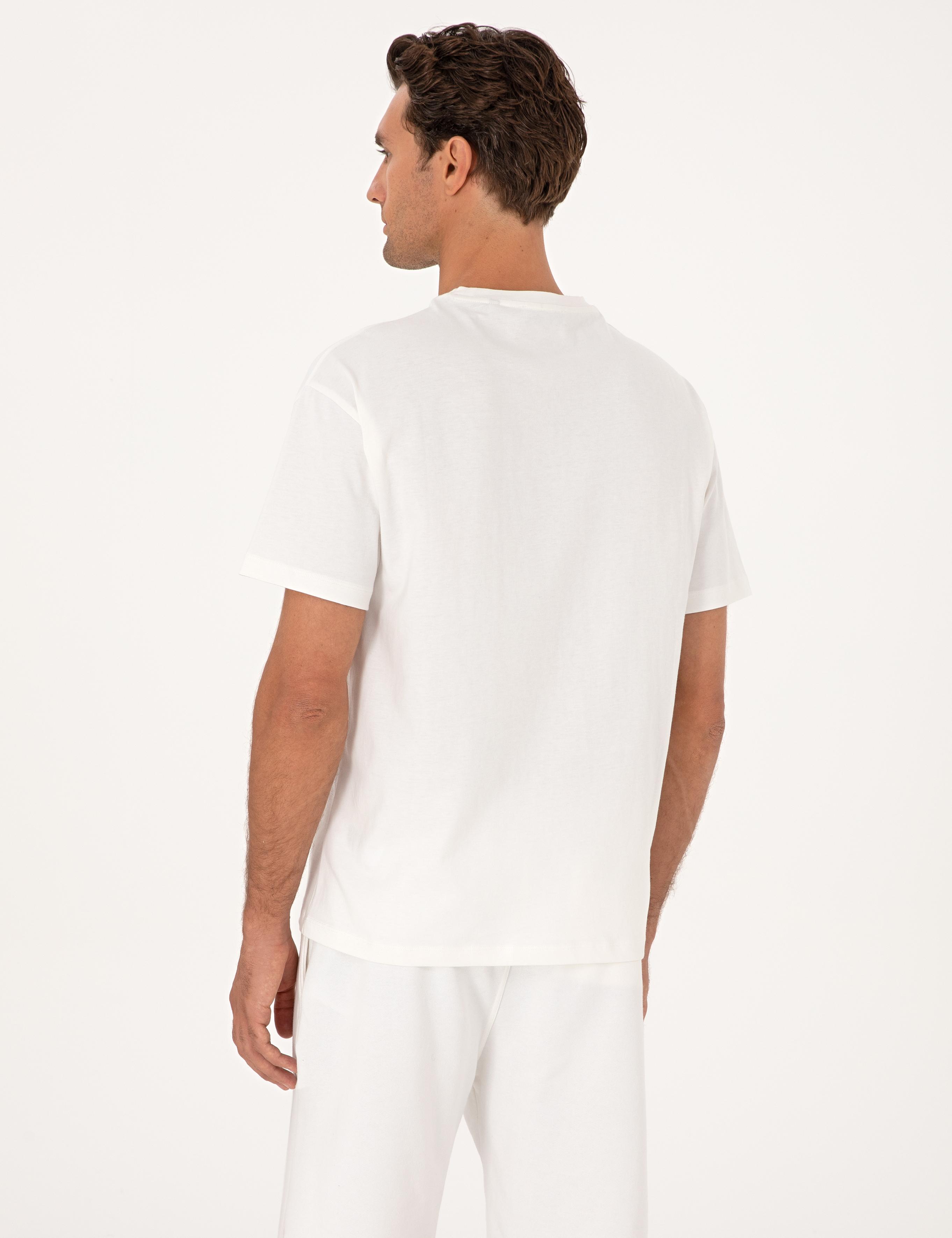 Ekru Oversize %100 Pamuk Bisiklet Yaka T-shirt - 50302511022
