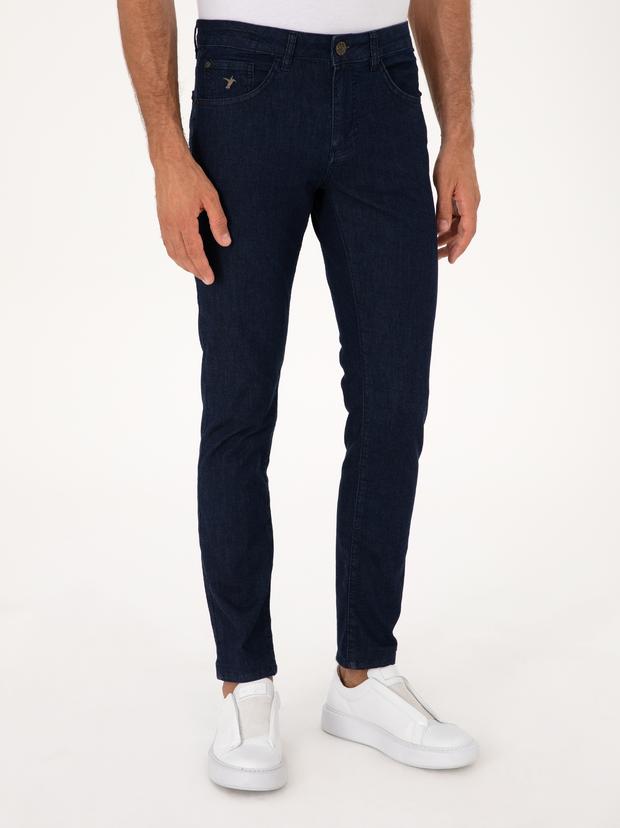 Lacivert Slim Fit Pamuk Karışımlı Jean Pantolon