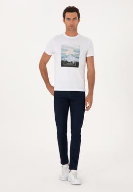 Lacivert Slim Fit Pamuk Karışımlı Jean Pantolon