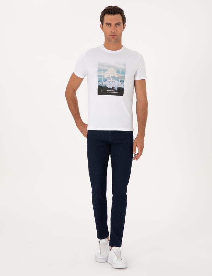 Lacivert Slim Fit Pamuk Karışımlı Jean Pantolon