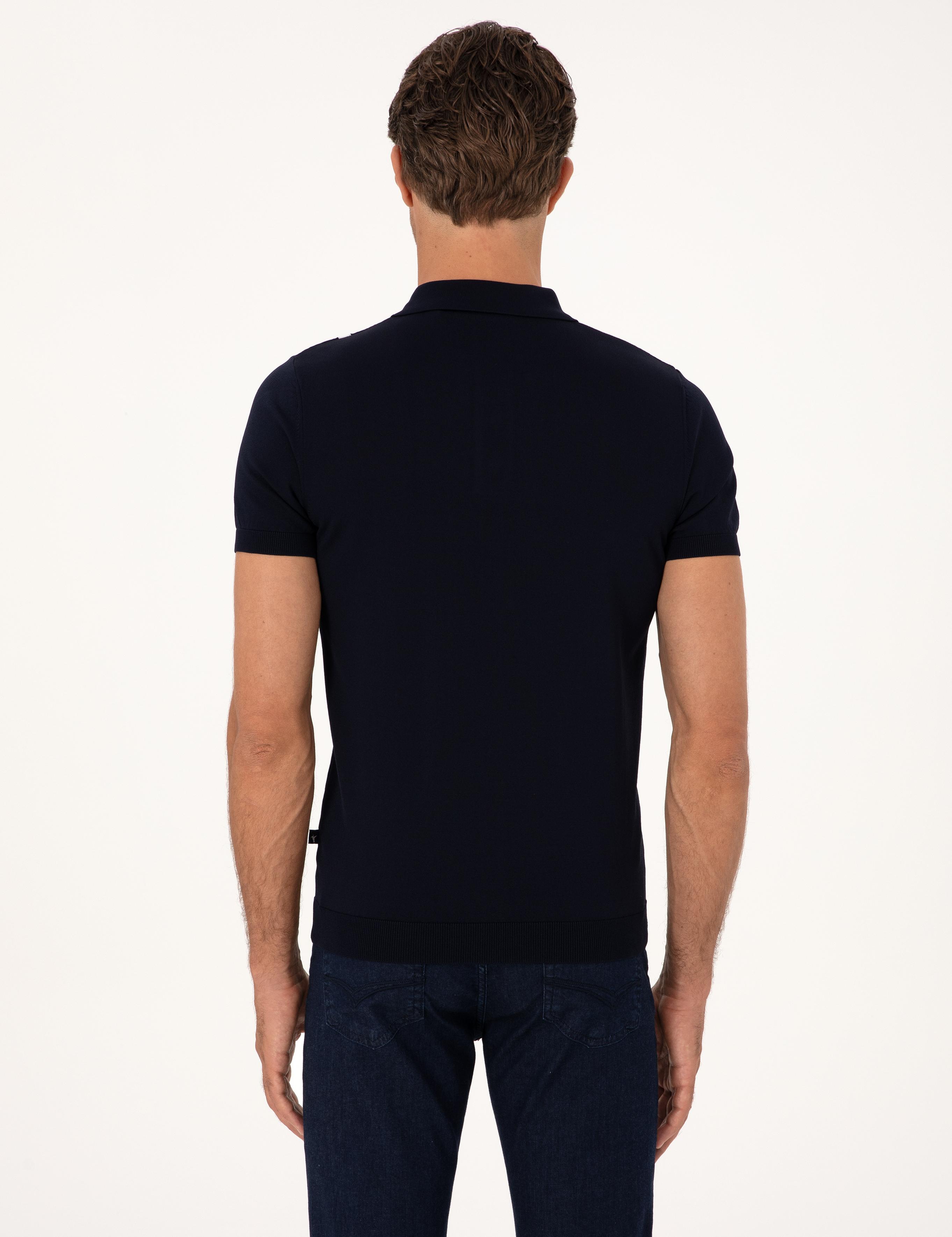 Lacivert Slim Fit Polo Yaka Triko T-shirt - 50300833004