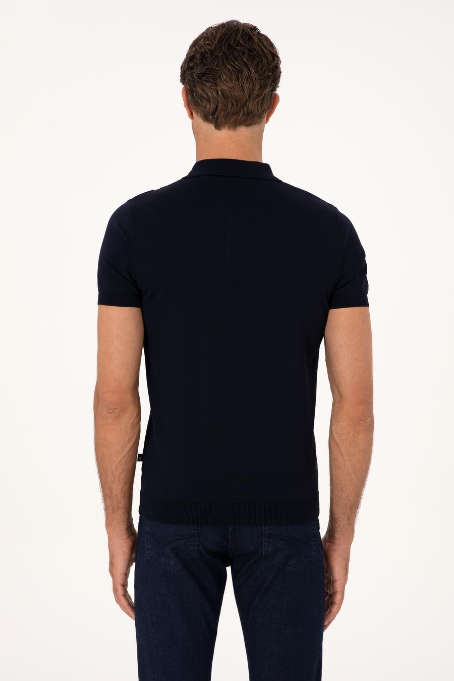 Lacivert Slim Fit Polo Yaka Triko T-shirt - 50300833004