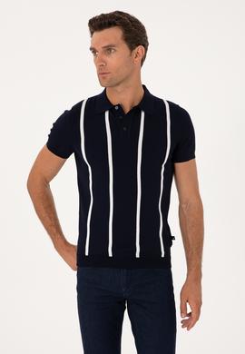 Lacivert Slim Fit Polo Yaka Triko T-shirt