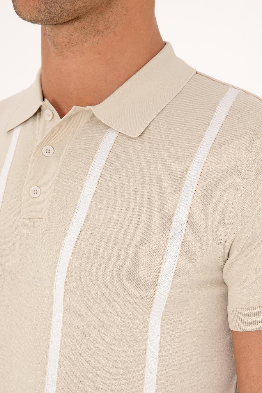 Bej Slim Fit Polo Yaka Triko T-shirt - 50300833017