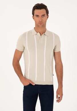 Bej Slim Fit Polo Yaka Triko T-shirt