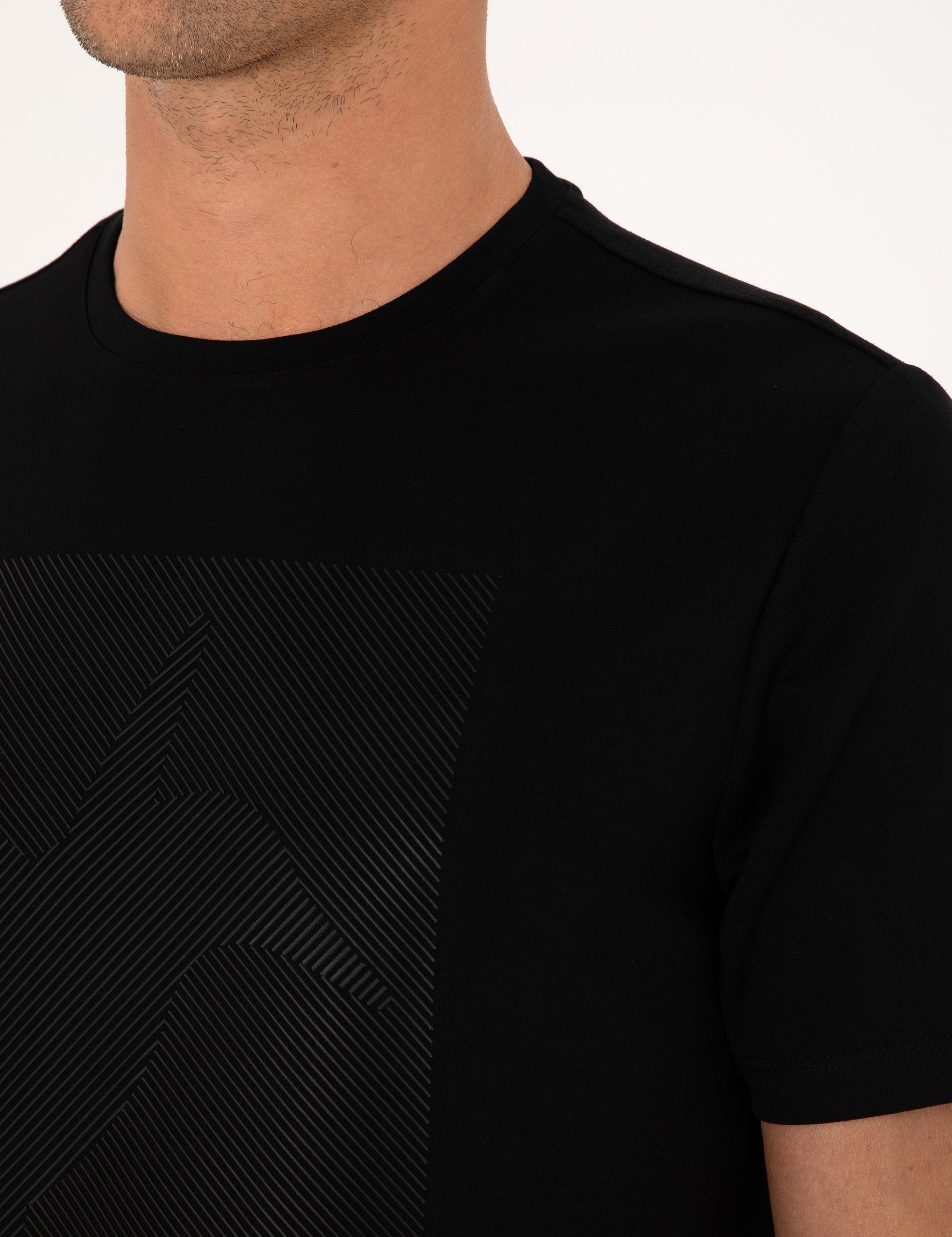 Siyah Regular Fit Baskılı Bisiklet Yaka T-shirt - 50311681024