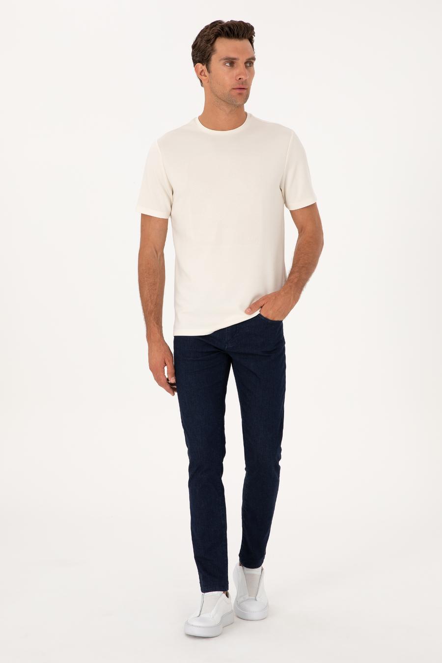 Ekru Regular Fit Baskılı Bisiklet Yaka T-shirt - 50311681034