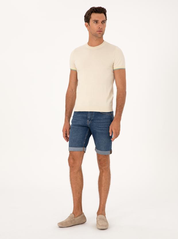 Açık Mavi Regular Fit Jean Şort