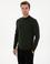 Koyu Yeşil  Slim Fit Yün Karışımlı Çeyrek Balıkçı Basic Triko Kazak