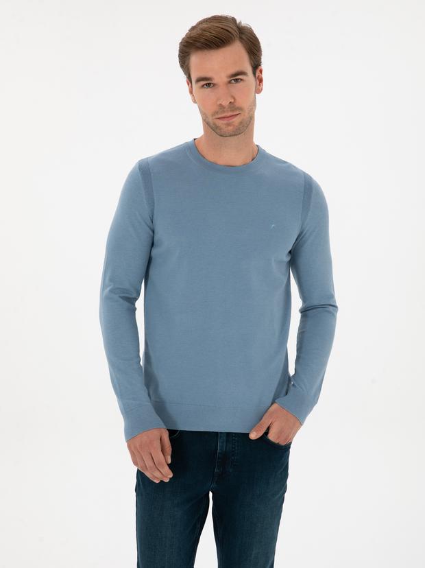 Mavi Slim Fit Bisiklet Yaka Triko Kazak