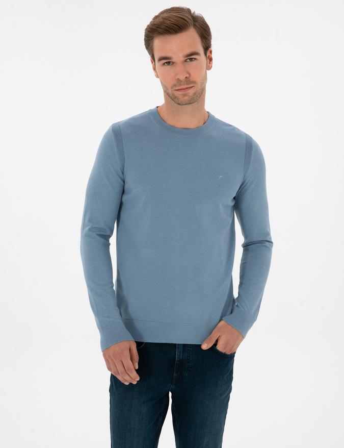 Mavi Slim Fit Bisiklet Yaka Triko Kazak