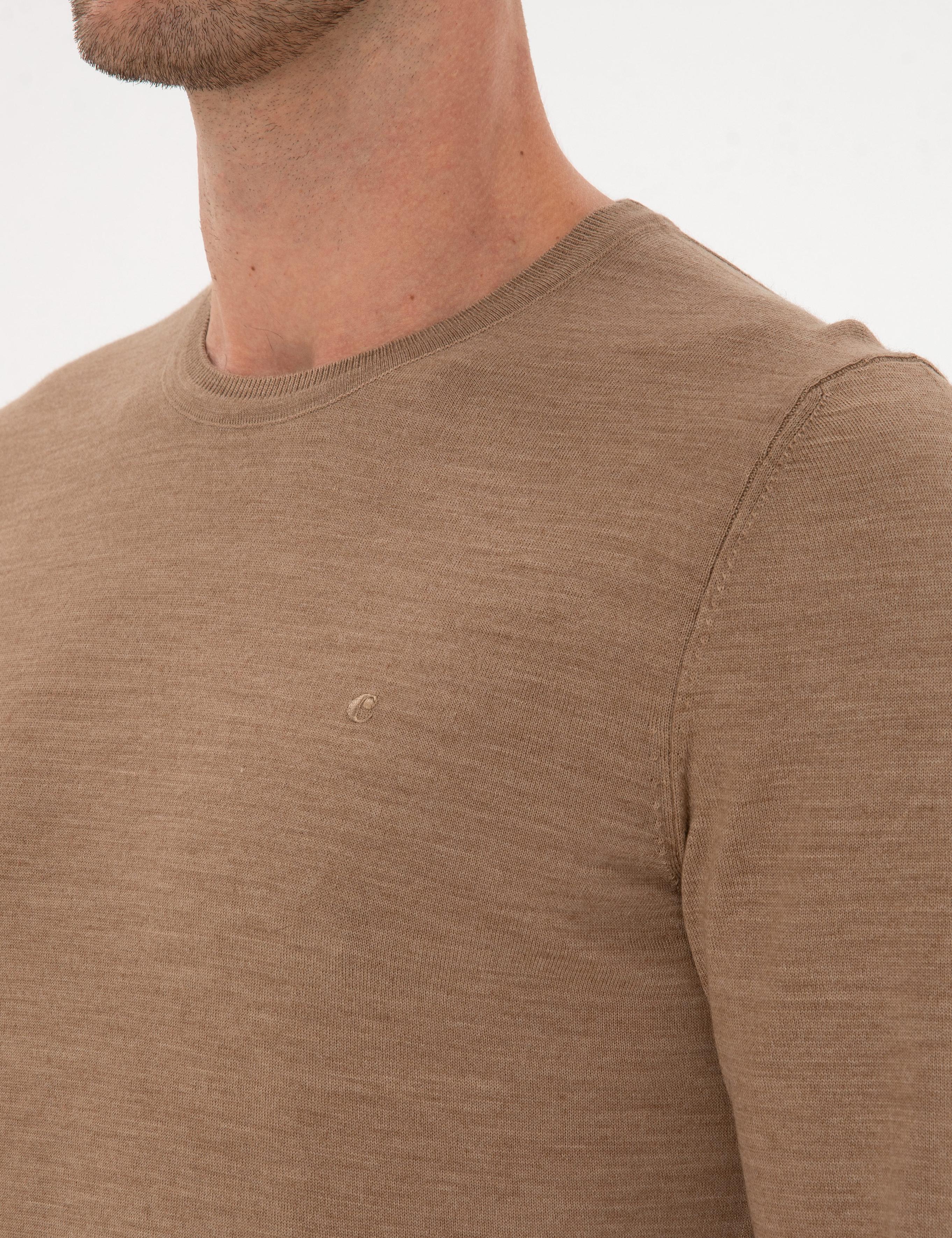 Camel Slim Fit Yün Karışımlı Bisiklet Yaka Basic Triko Kazak - 50315266026