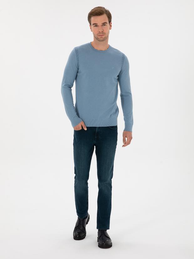 Petrol Slim Fit Pamuk Karışımlı Jean Pantolon