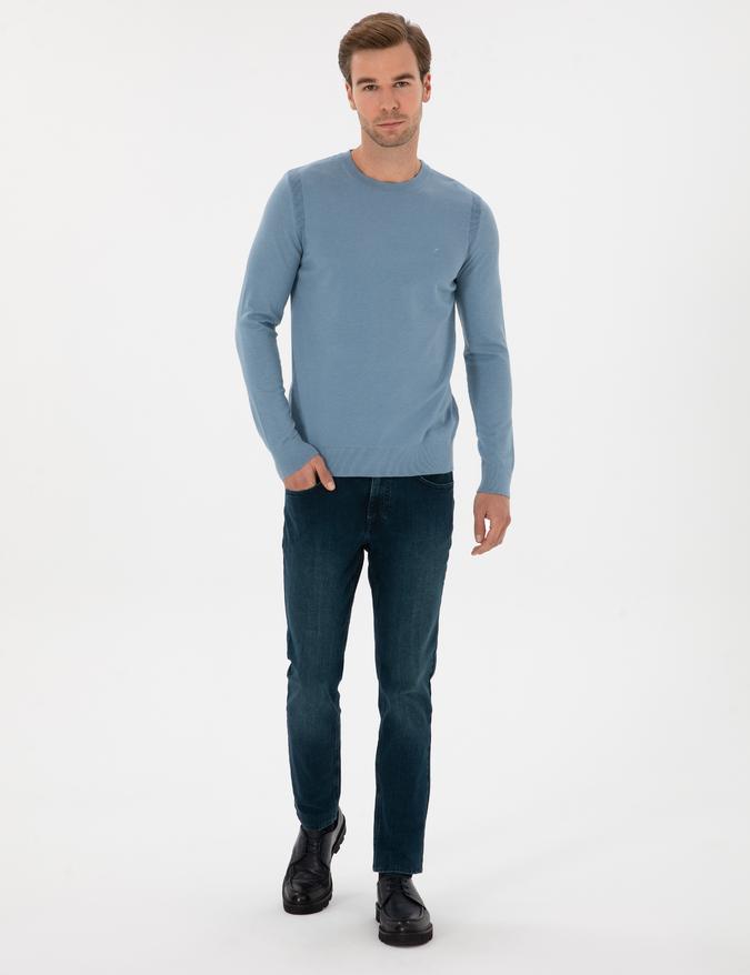 Petrol Slim Fit Pamuk Karışımlı Jean Pantolon