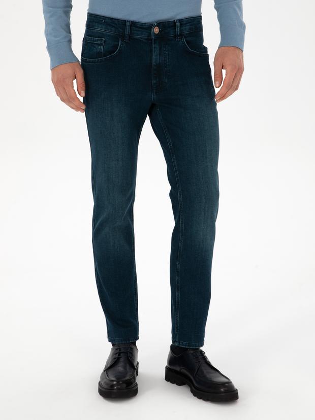 Petrol Slim Fit Pamuk Karışımlı Jean Pantolon