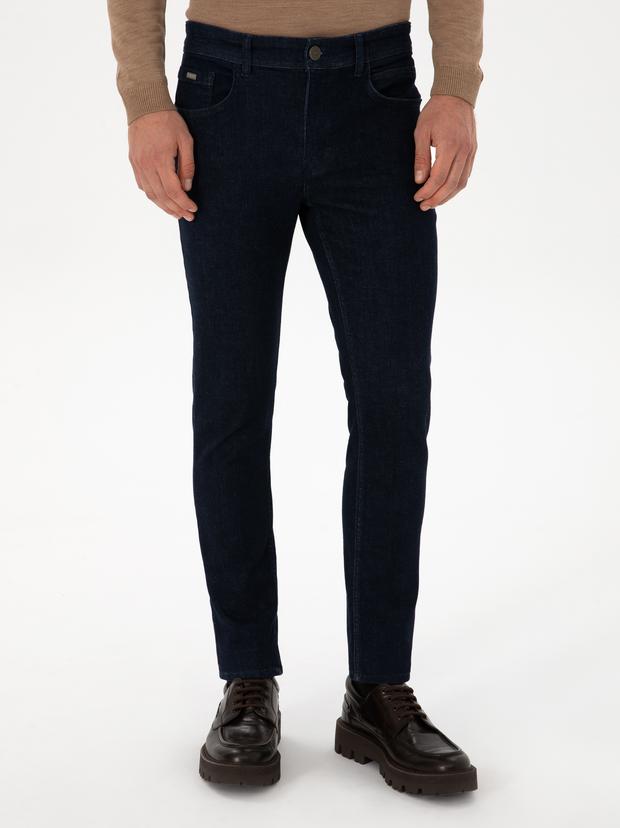 Lacivert Slim Fit Pamuk Karışımlı Jean Pantolon
