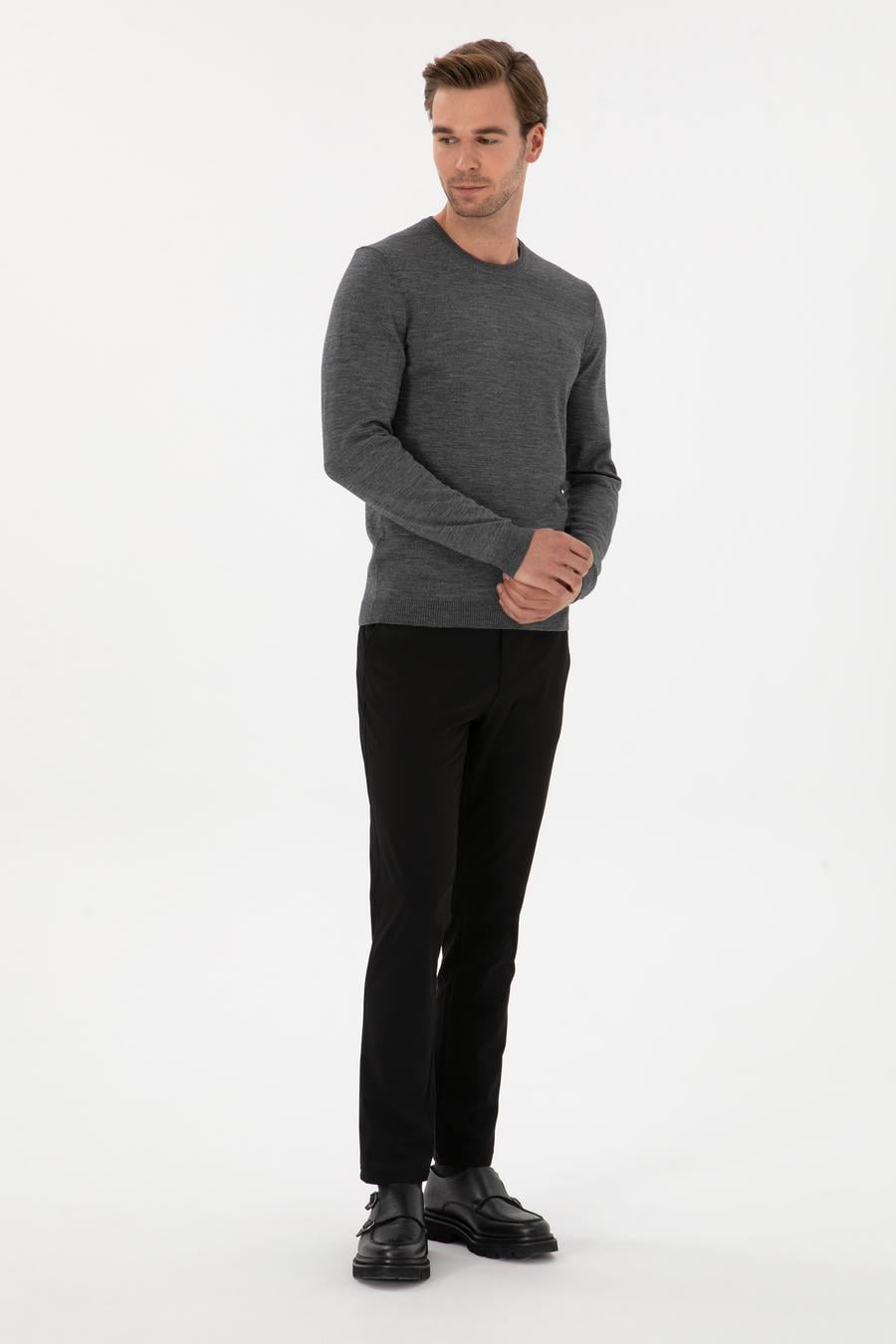 Siyah Slim Fit Kanvas Pantolon - 50314091078