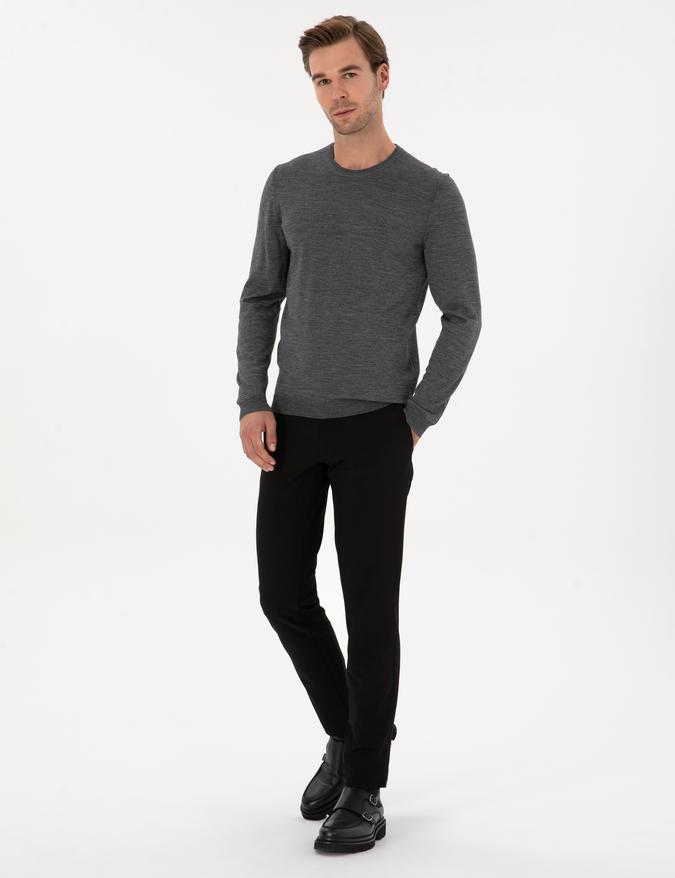 Siyah Slim Fit Kanvas Pantolon