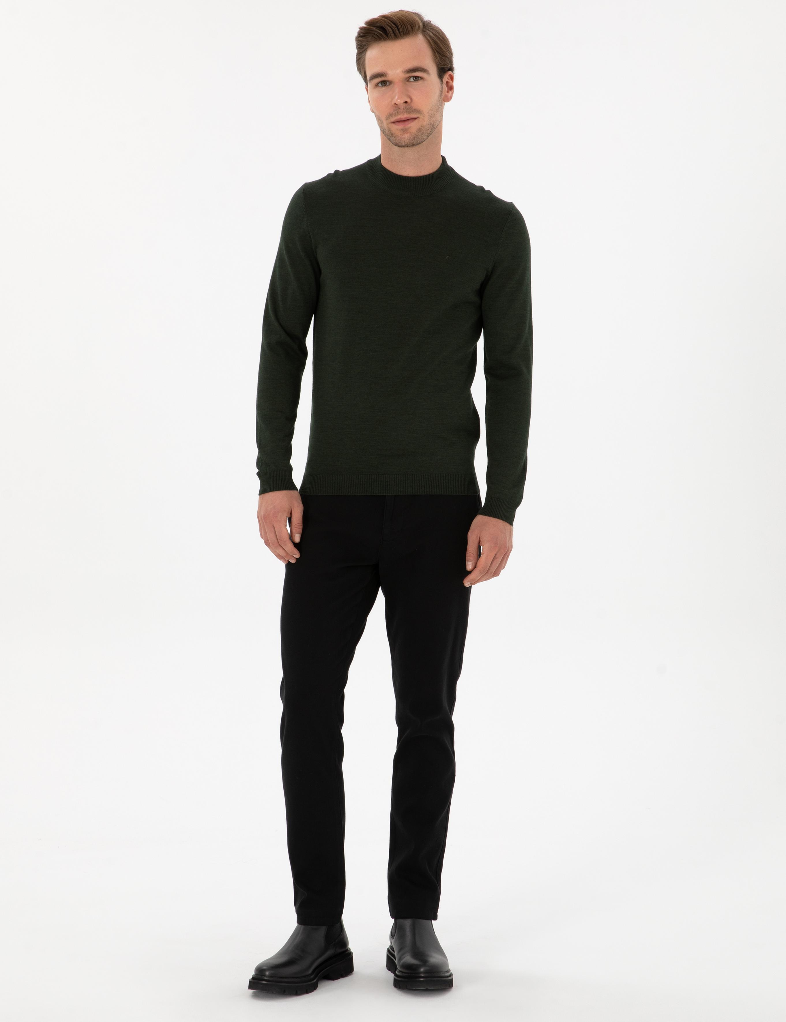 Siyah Slim Fit Pamuk Karışımlı Kanvas Pantolon - 50314084073