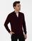 Bordo Regular Fit Tam Fermuarlı Triko Hırka