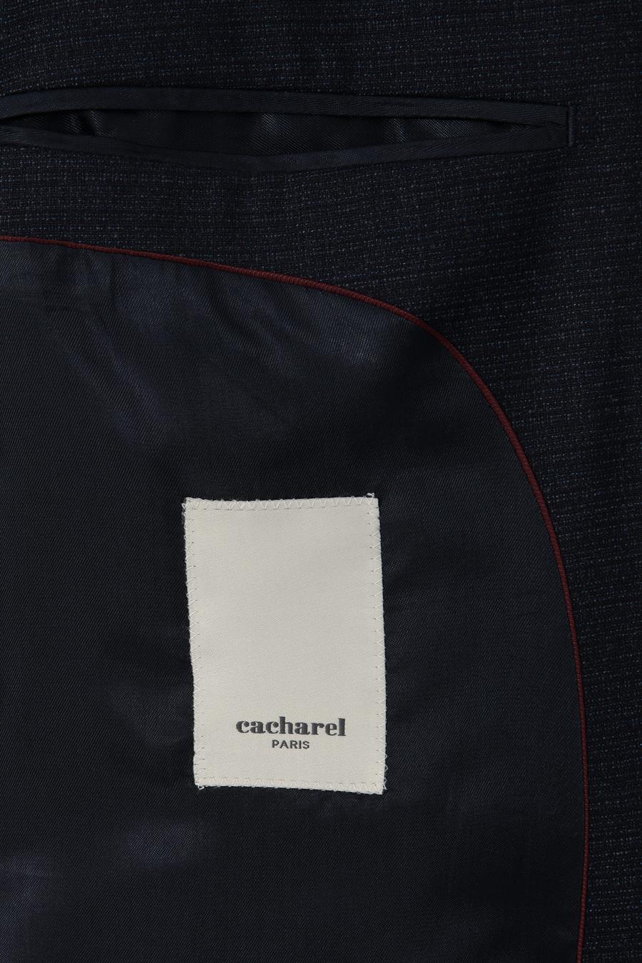 Lacivert Slim Fit Mikro Desenli Mono Yaka Yün Karışımlı Takım Elbise - 50311134020