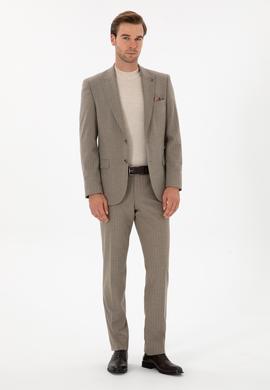 Vizon Slim Fit Çizgili Kırlangıç Yaka Takım Elbise