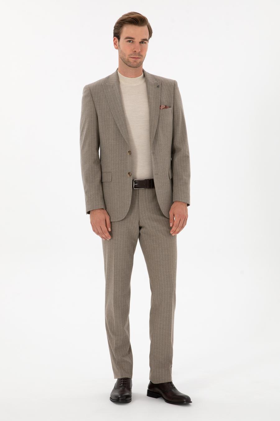 Vizon Slim Fit Çizgili Kırlangıç Yaka Takım Elbise - 50311017038