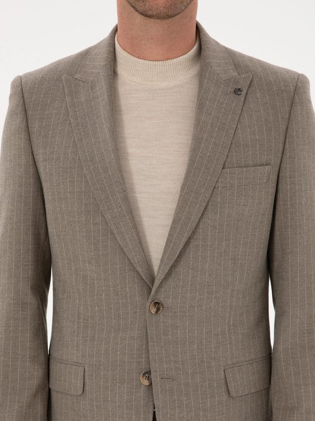 Vizon Slim Fit Çizgili Kırlangıç Yaka Takım Elbise
