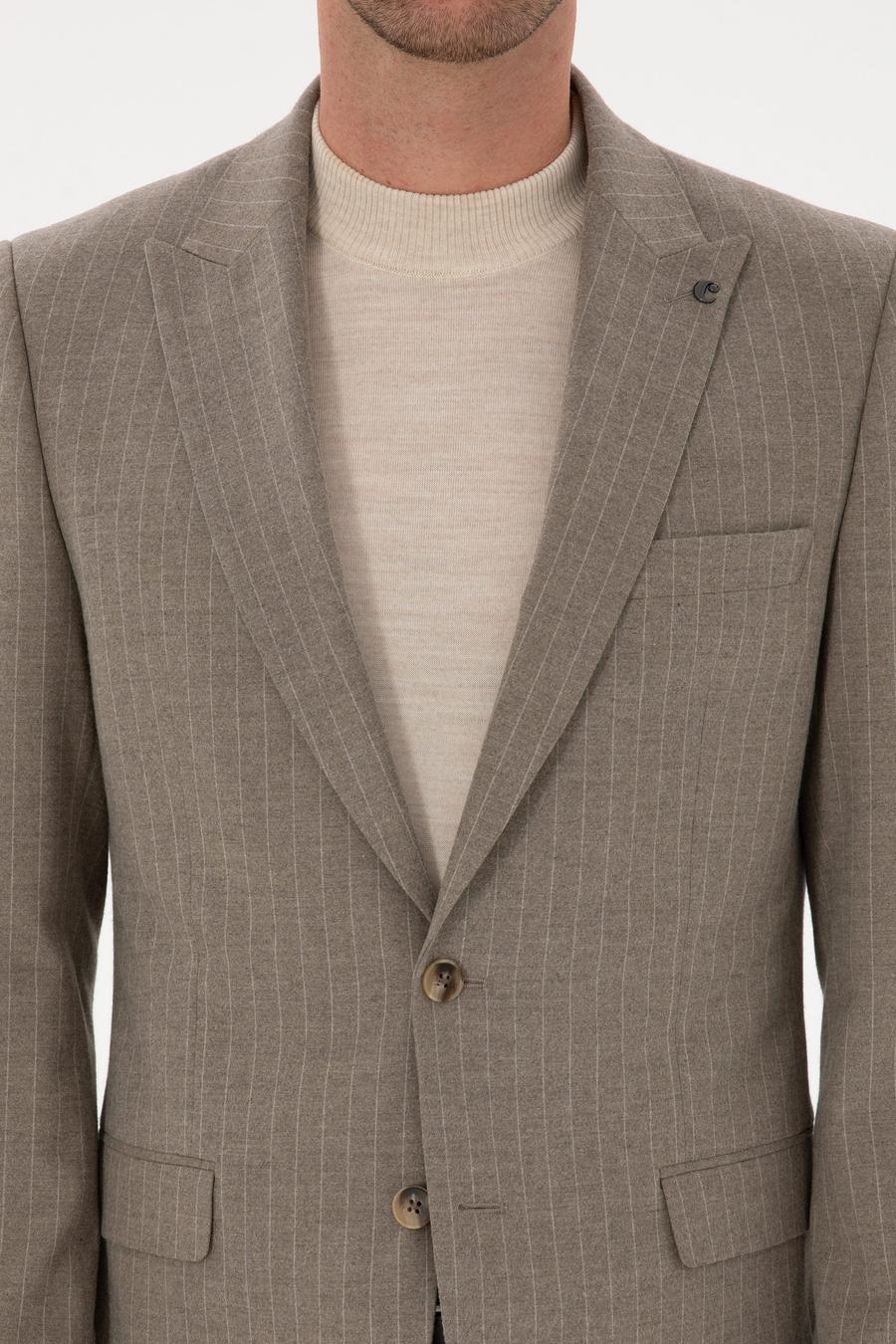 Vizon Slim Fit Çizgili Kırlangıç Yaka Takım Elbise - 50311017038