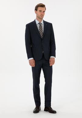 Lacivert Slim Fit Mikro Desenli Takım Elbise