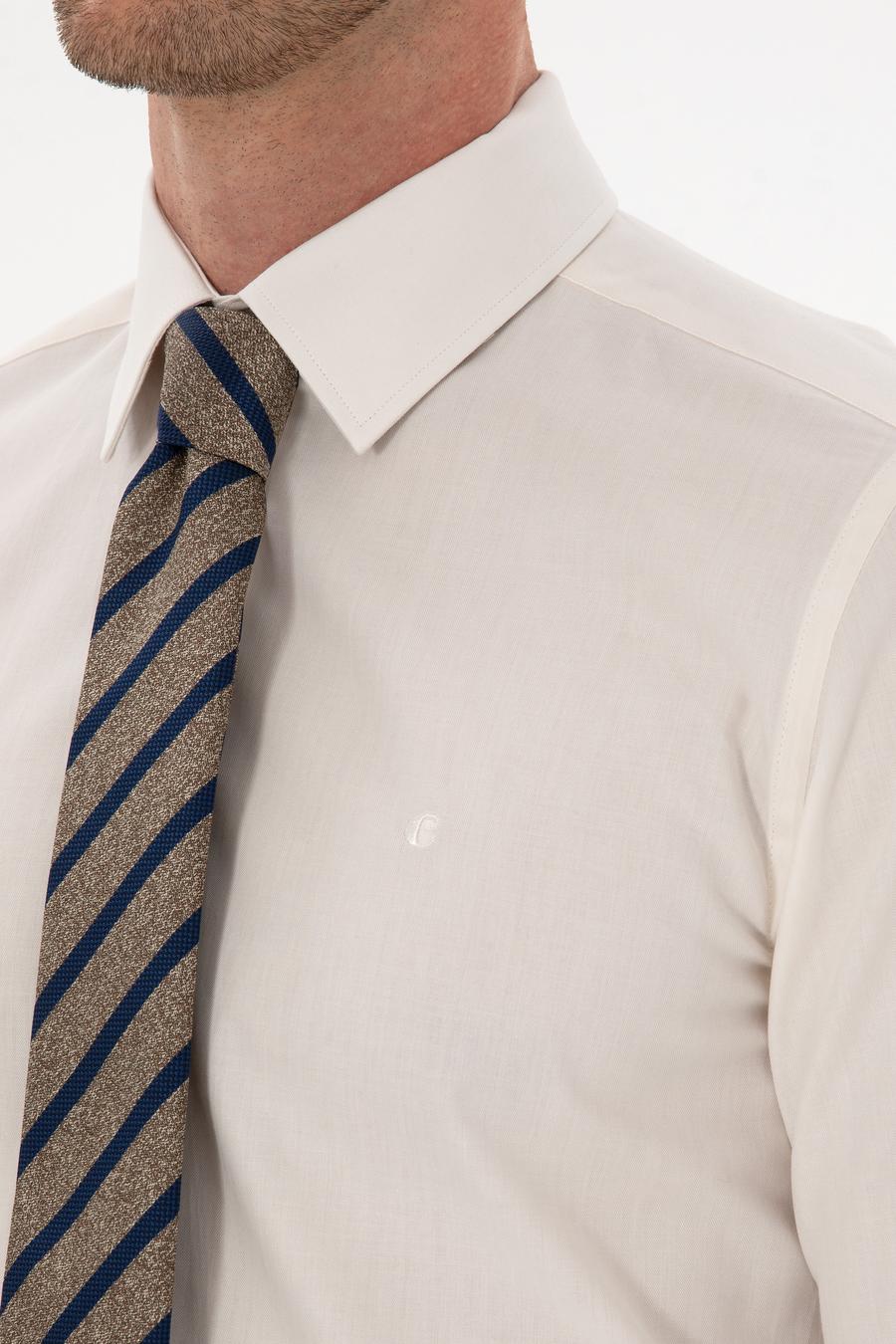 Ekru Slim Fit % 100 Pamuk Gömlek - 50311639004