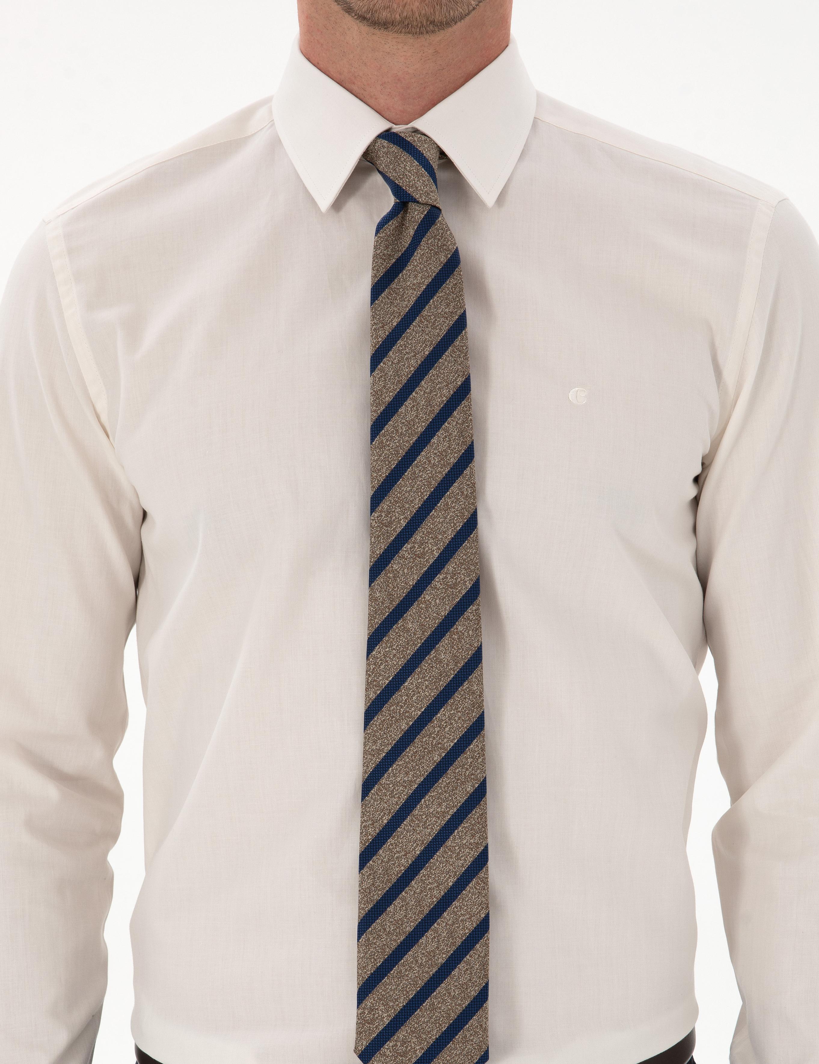 Ekru Slim Fit % 100 Pamuk Gömlek - 50311639004