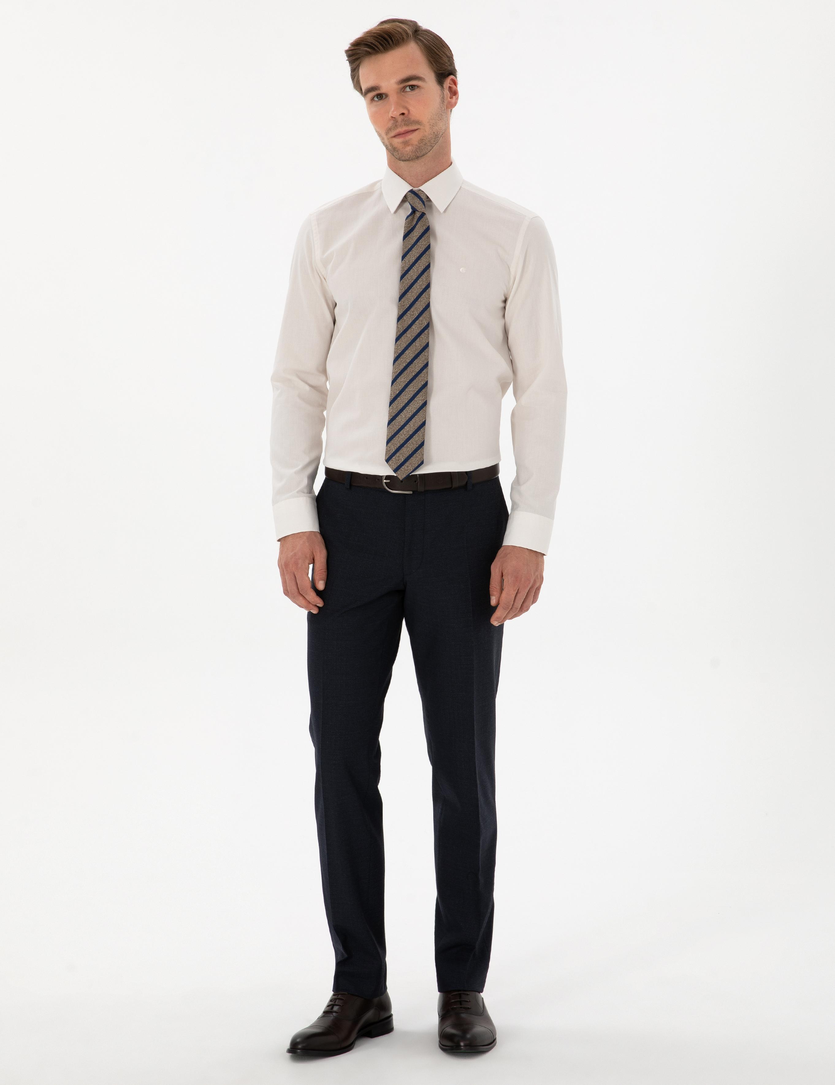 Ekru Slim Fit % 100 Pamuk Gömlek - 50311639004