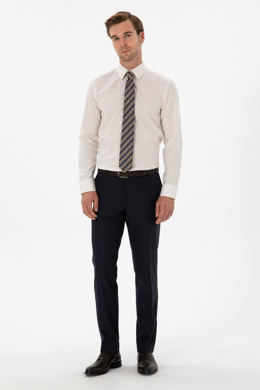 Ekru Slim Fit % 100 Pamuk Gömlek - 50311639004