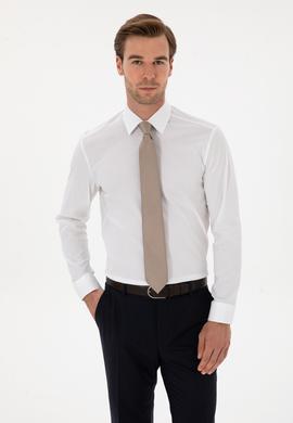Beyaz Slim Fit Pamuk Karışımlı Gömlek
