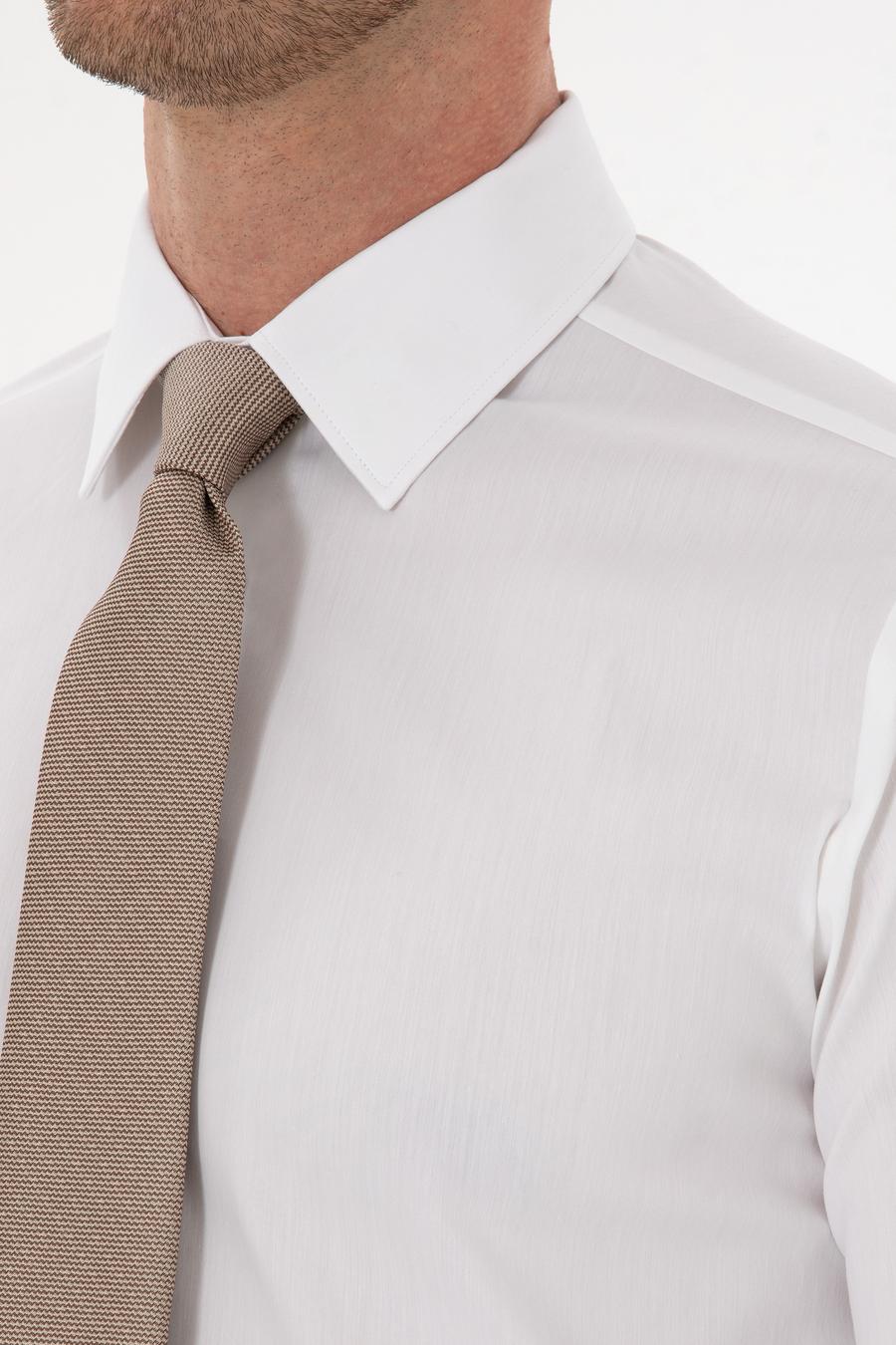 Beyaz Slim Fit Pamuk Karışımlı Gömlek - 50314589004