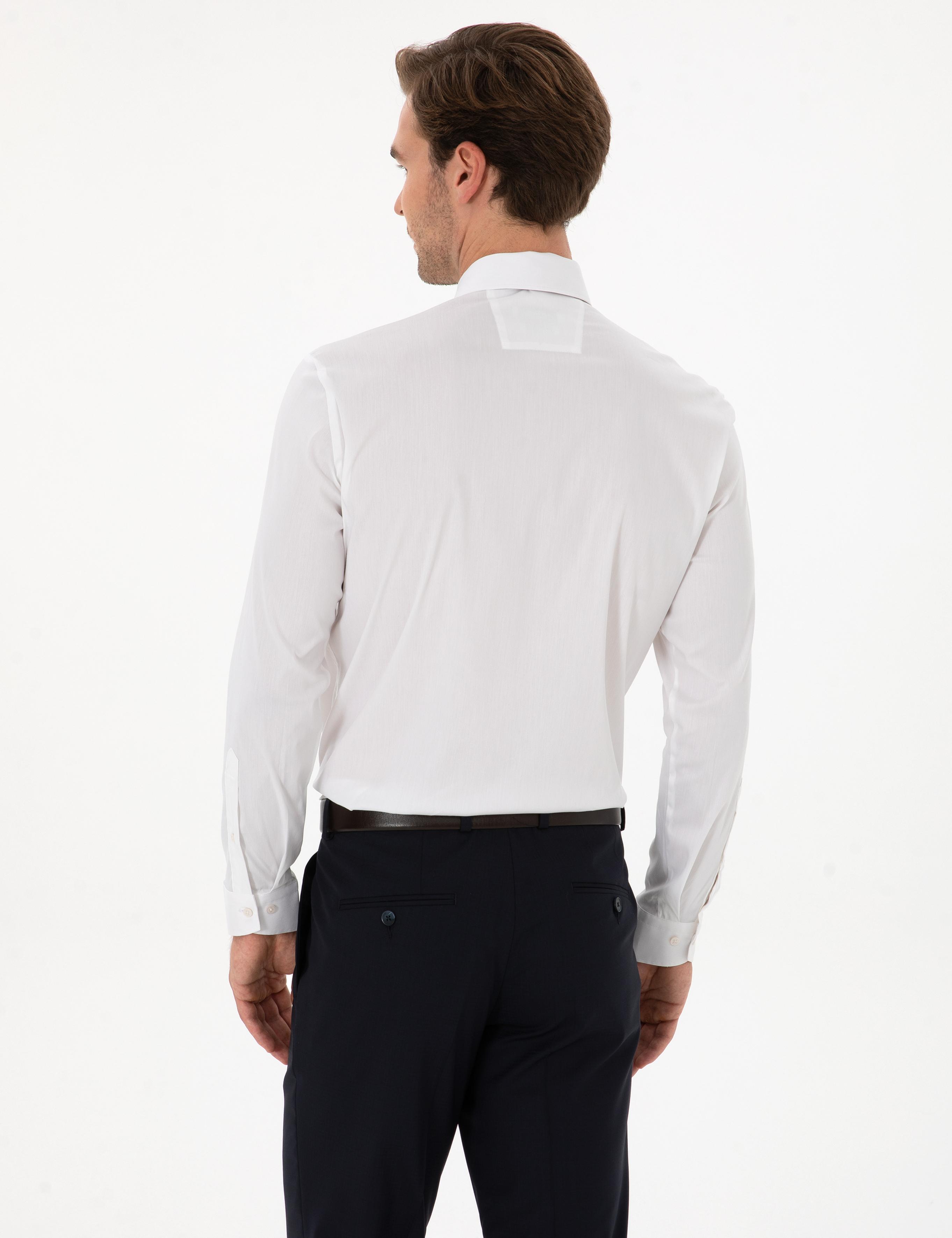 Beyaz Slim Fit Pamuk Karışımlı Gömlek - 50314589004