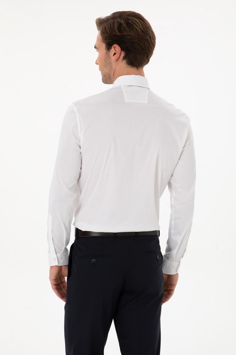 Beyaz Slim Fit Pamuk Karışımlı Gömlek - 50314589004