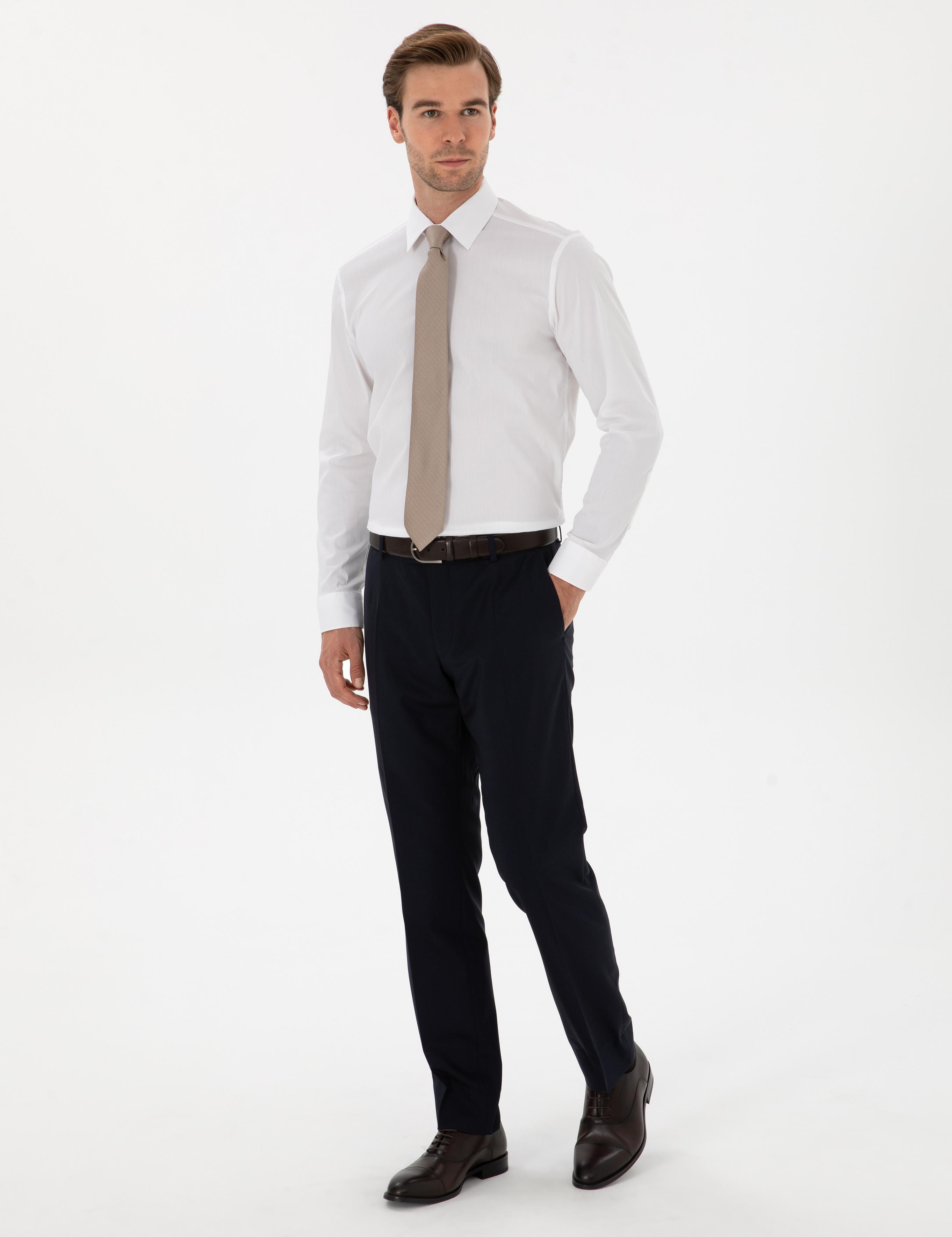 Beyaz Slim Fit Pamuk Karışımlı Gömlek - 50314589004