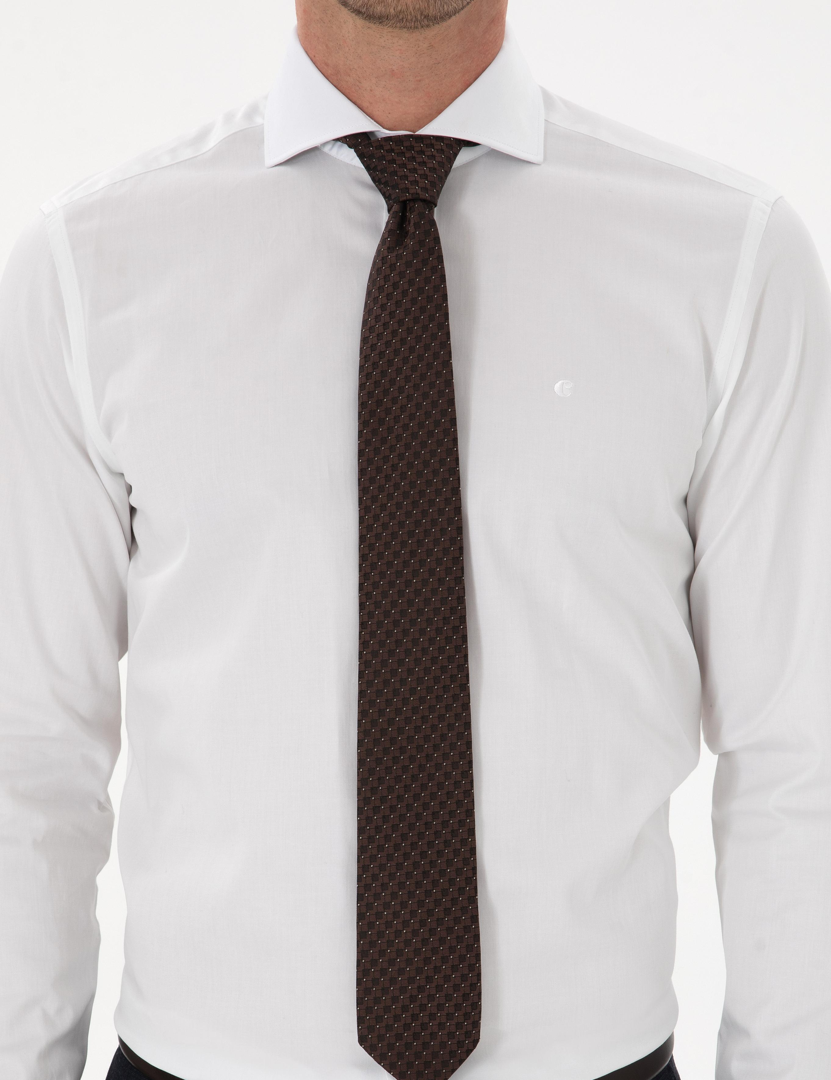 Beyaz Slim Fit %100 Pamuk İtalyan Yaka Klasik Gömlek - 50250845005