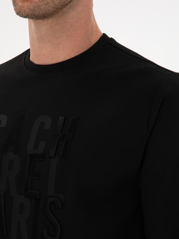 Siyah Regular Fit Bisiklet Yaka Sweatshirt