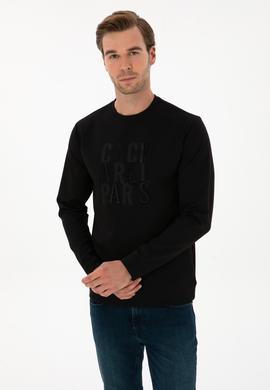 Siyah Regular Fit Bisiklet Yaka Sweatshirt