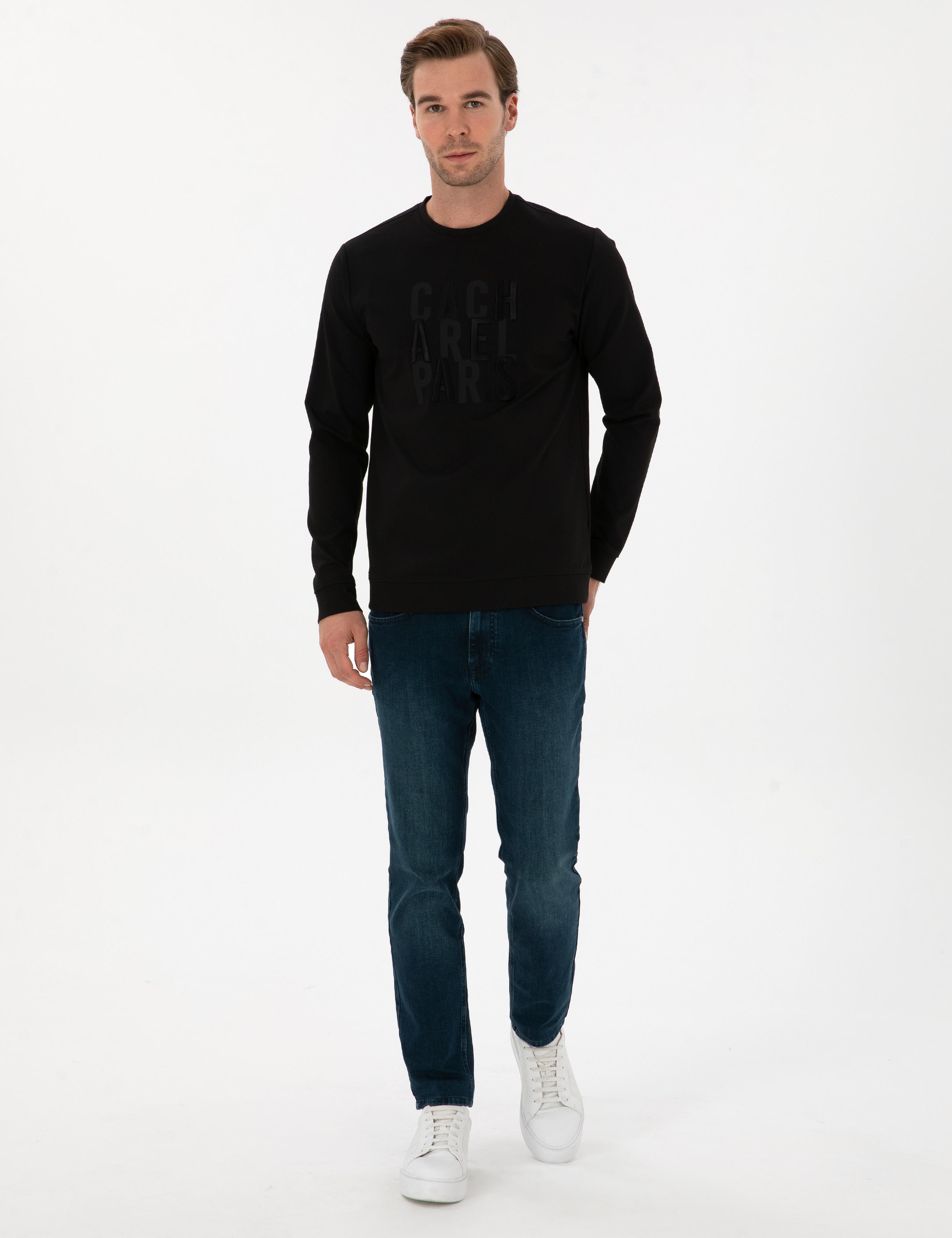 Siyah Regular Fit Bisiklet Yaka Sweatshirt - 50311302006