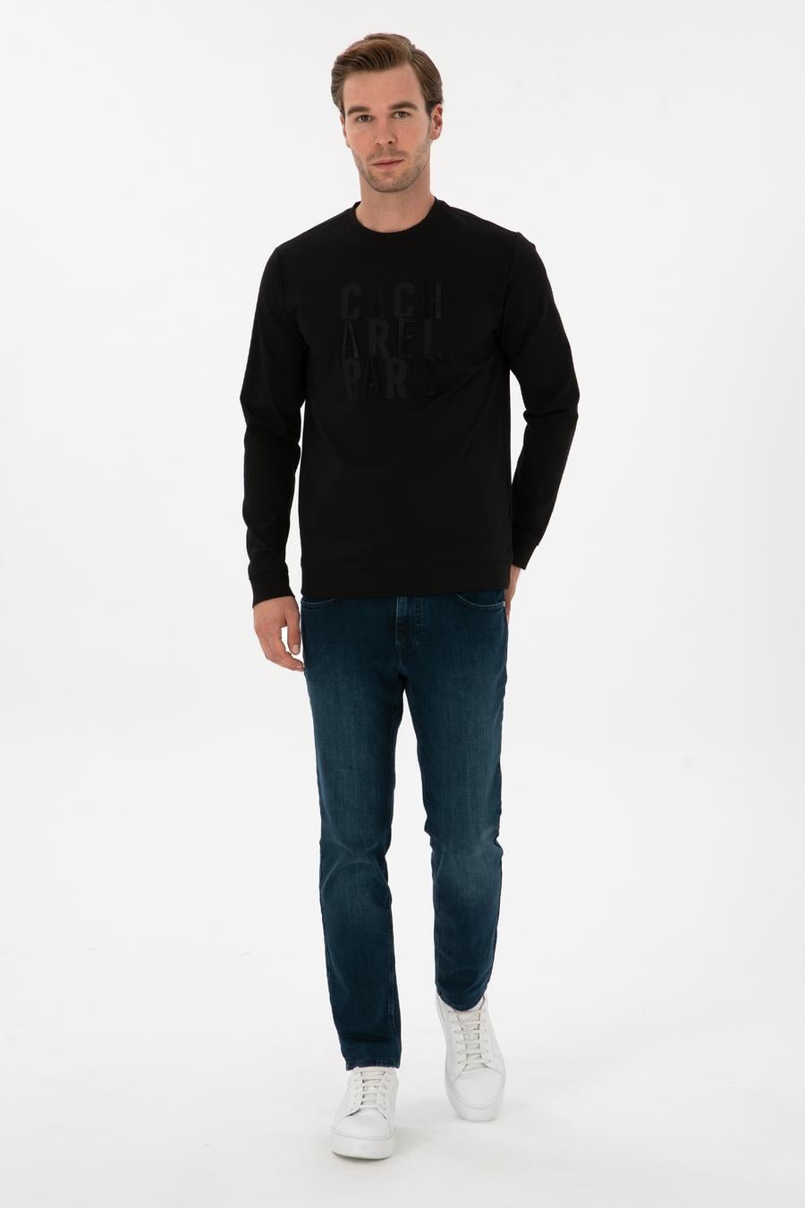 Siyah Regular Fit Bisiklet Yaka Sweatshirt - 50311302006
