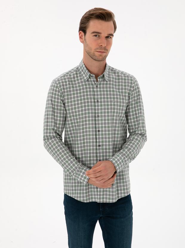 Çağla Slim Fit Kareli %100 Pamuk Gömlek
