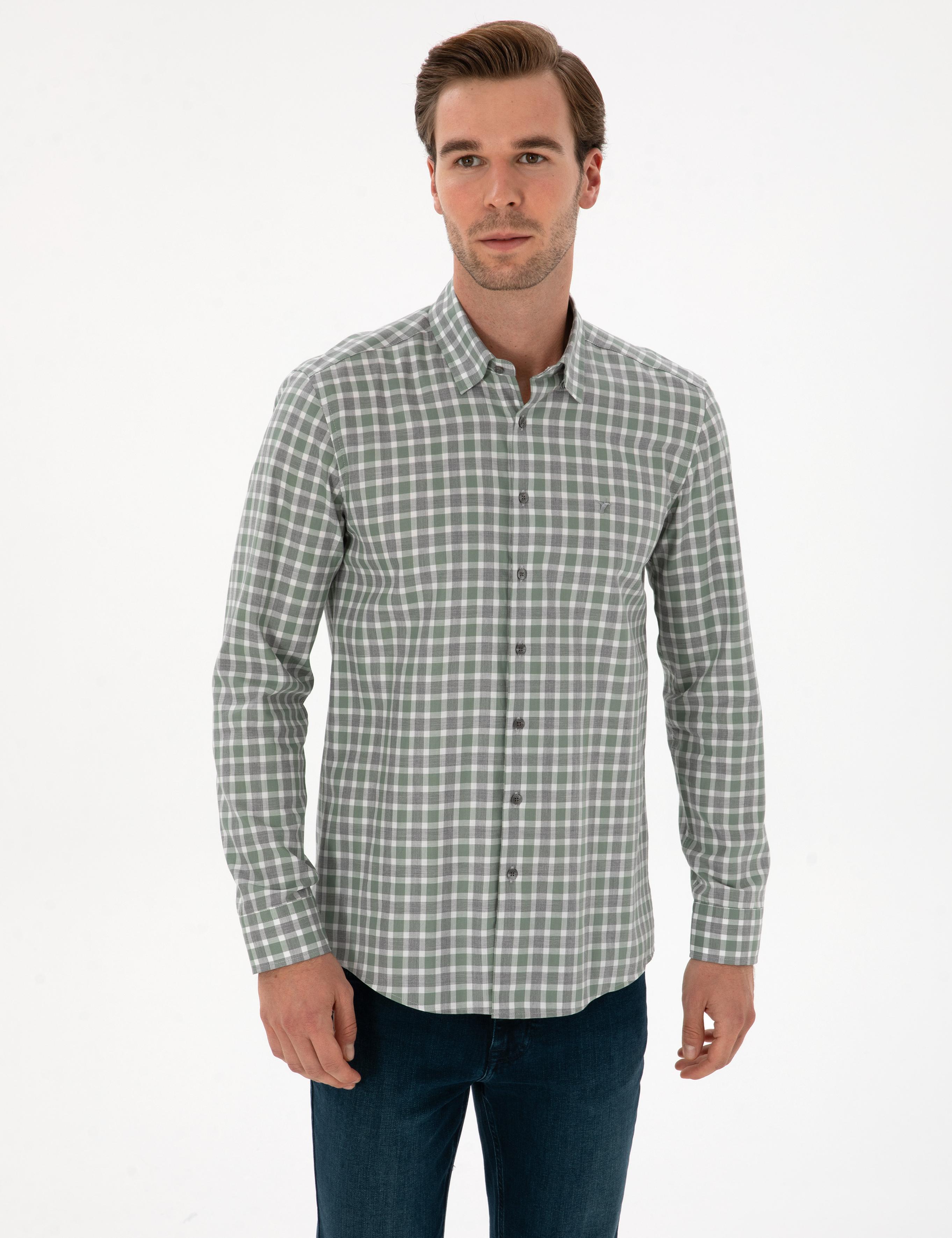 Çağla Slim Fit Kareli %100 Pamuk Gömlek - 50310494021