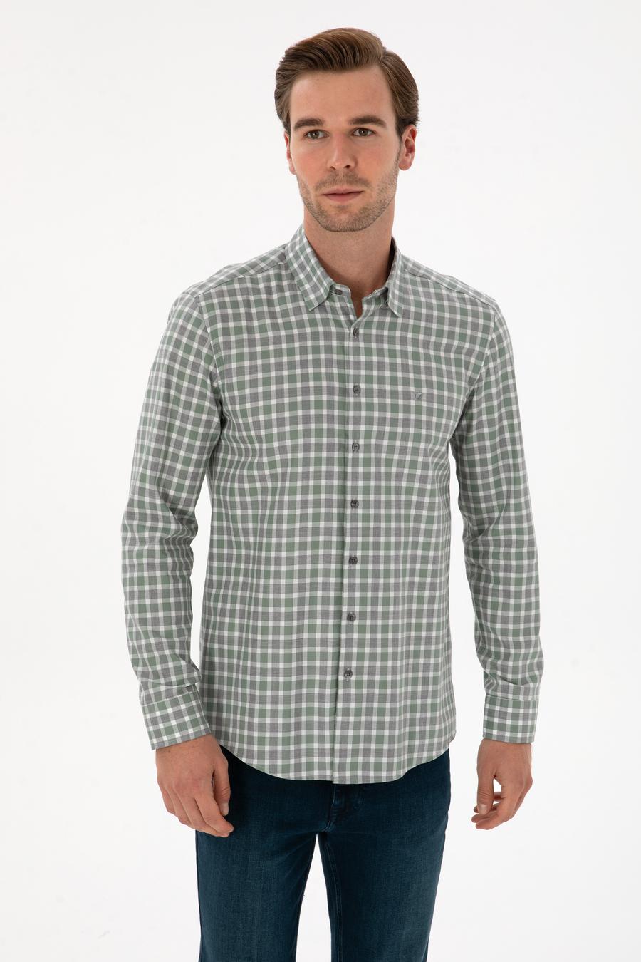 Çağla Slim Fit Kareli %100 Pamuk Gömlek - 50310494021