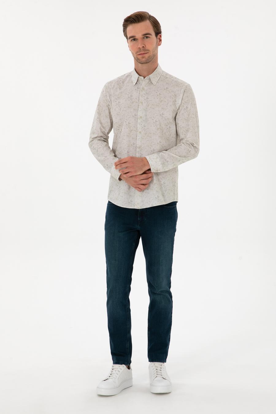 Bej Slim Fit % 100 Pamuk Gömlek - 50310525038